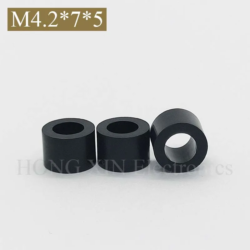 【 M4.2 * 7*5 】Black Abs Rround Spacer Standoff Nylon Non-Threaded Spacer Ronde Hollow Standoff Wasmachine