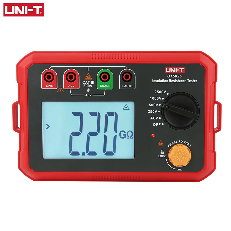 UNI-T Digital UT502C 2500V Insulation Resistance Tester 20GΩ Ommeter Ground Meter Backlight Auto Range