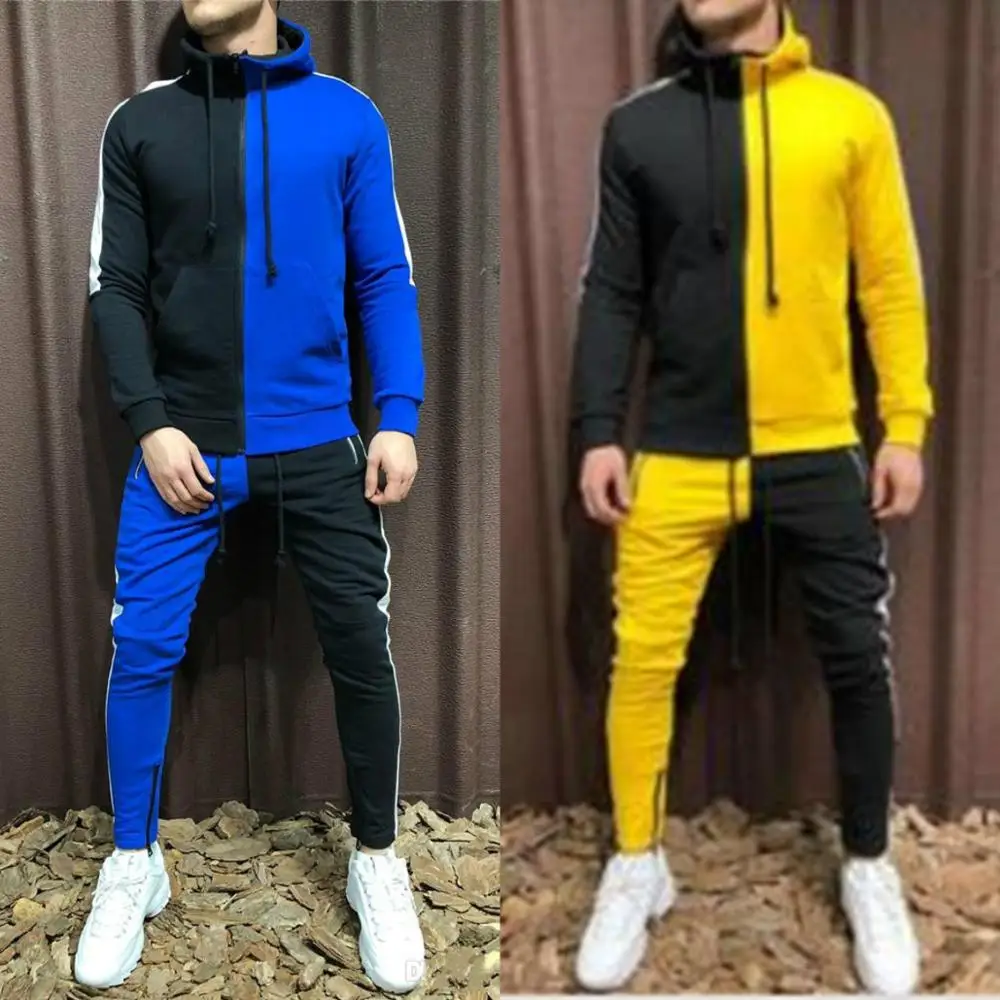 Men's Designer Tracksuits Spring Autumn Patchwork Sports Clothing Suits Hoodies Pants Joggers 2pcs Clothing Sets