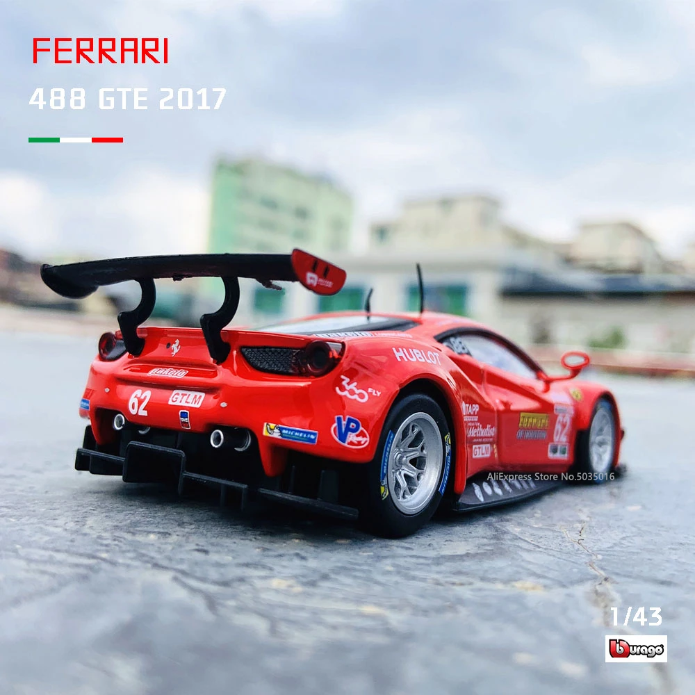 Bburago 1:43 Hardcover Edition 2017 Ferrari 488 GTE racing model simulation car model alloy car toy male collection gift