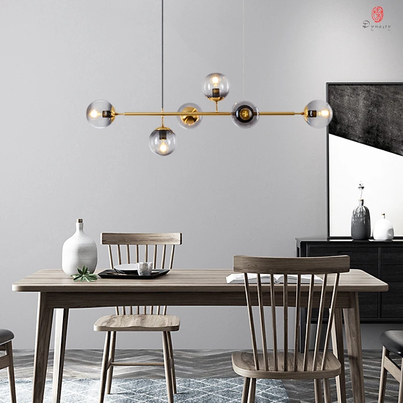 Designer Table Pendant Lamp Modern Linear Hanging Lights Glass Restaurant Reception Dinning Room Bar Counter Lighting Fixture