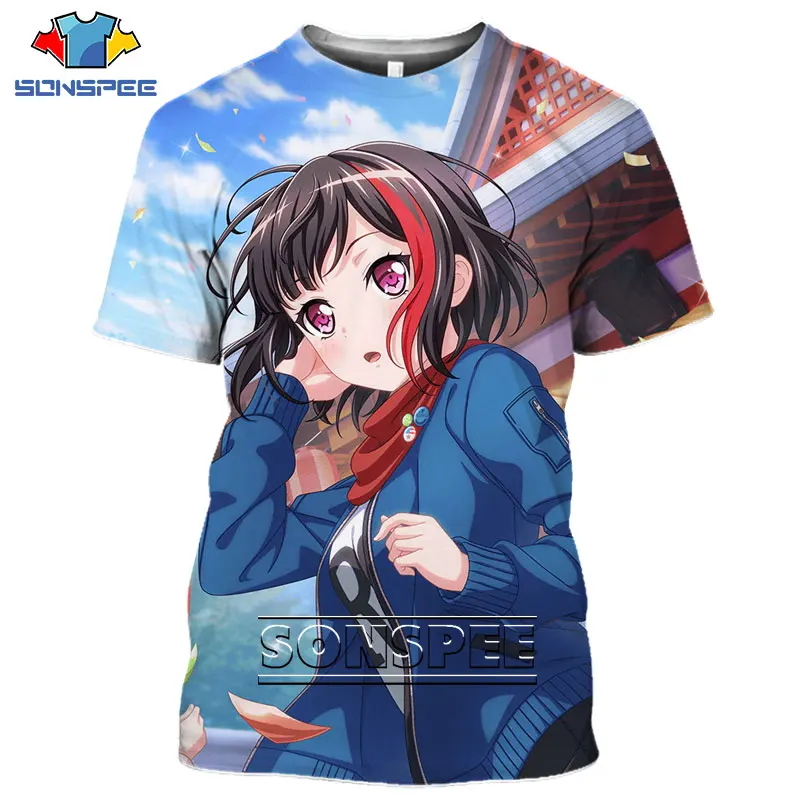 SONSPEE 3D Print Men Women Tshirts Anime Bang Dream T-shirts Short Sleeve Harajuku Sexy Loli Girl Kawaii Summer Casual Tshirts