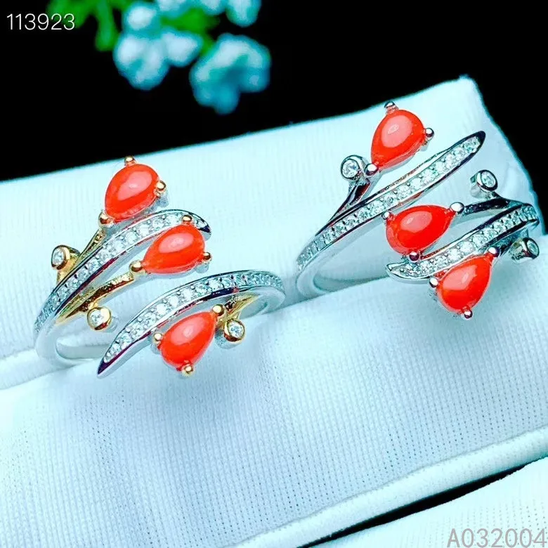 

KJJEAXCMY fine jewelry 925 sterling silver gem natural gemstone red coral new Female Lady girl woman crystal ring