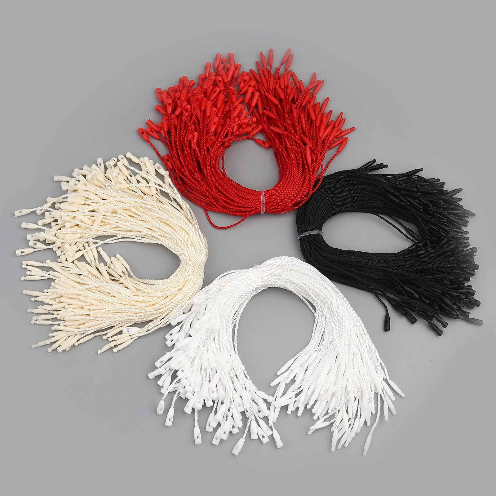 200pcs Clothes Tag Clothing Wire Rope Cotton/Wax/ Polyester Hang Label With Plastic String Snap Lock Pin Loop Tie Fasteners Cord