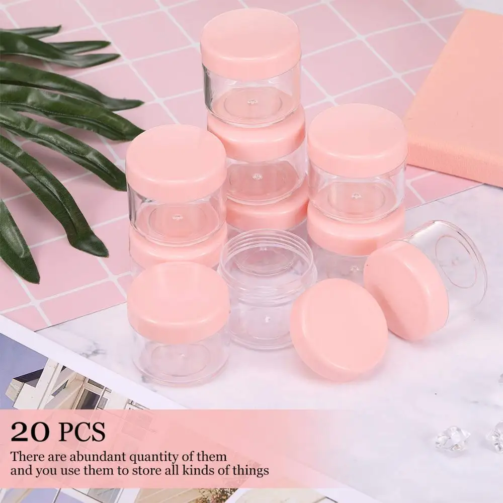 20Pcs 20ml Acryl Runde Klare Gläser mit Deckel für Lippen Balsame Cremes DIY Machen Up Kosmetik Proben lip glanz Container Set