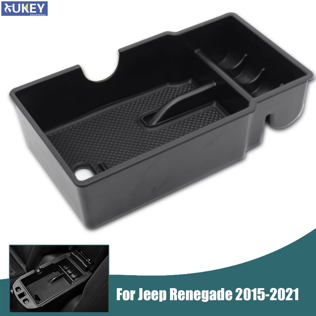 For Jeep Renegade Armrest Storage Box Center Console Organizer Container Tray Glove Case Bin 2015 2016 2017 2018 2019 2020 2021