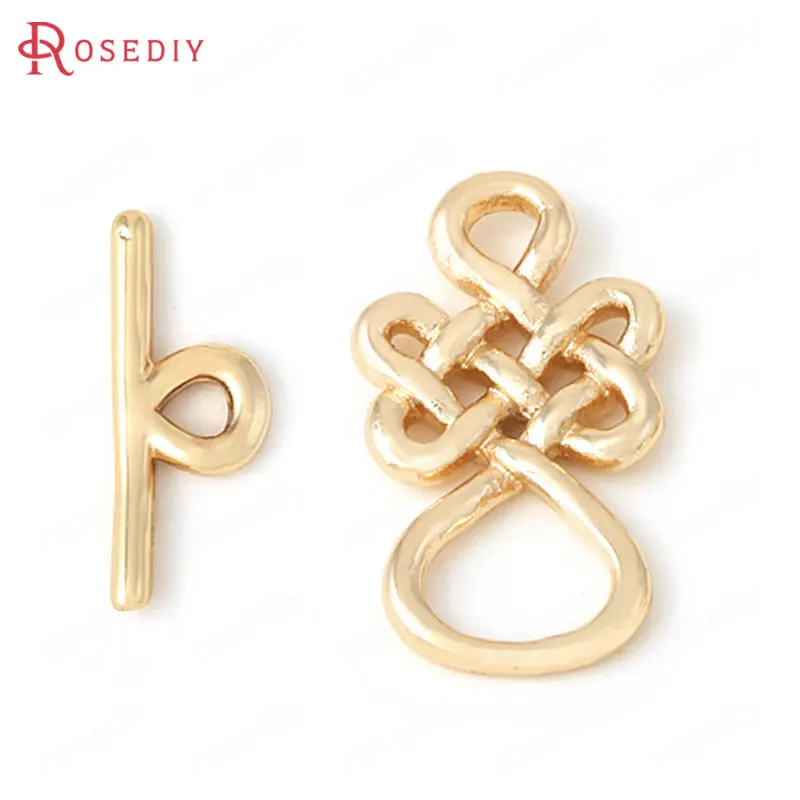 (F544)4 Sets O:22mm,T:18mm Brass High Quality Champagne Gold Color Chinese Knot Bracelet O Toggle Clasps Jewelry Findings