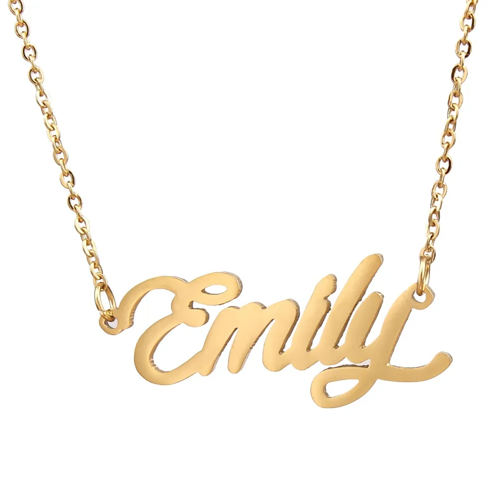 Emily Name Necklace for Women Personalized Stainless Steel Jewelry Gold Plated Nameplate Pendant Femme Mothers Friends Gift