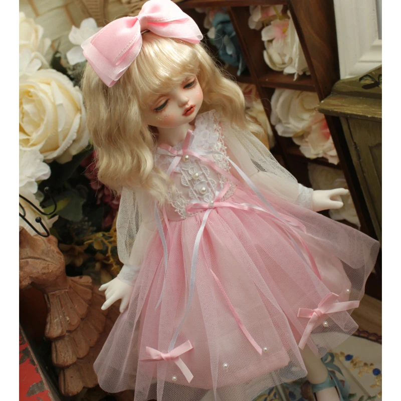 

BJD doll pink dress with bowknot doll dress + hair band for 1/3 1/4 1/6 BJD SD Blyth doll dress doll accessories only clothes