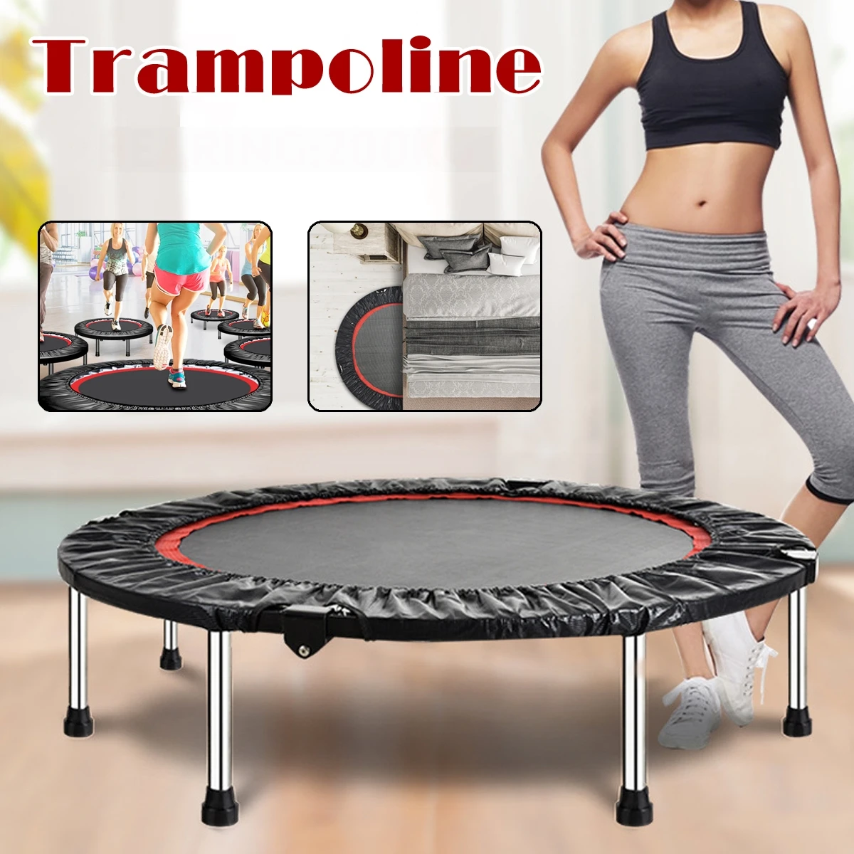 

100CM Round Mini Trampoline Pad Kids Toys Folding Indoor Gym Adult Children Jumping Bed Exercise Trampoline Fitness Equipment