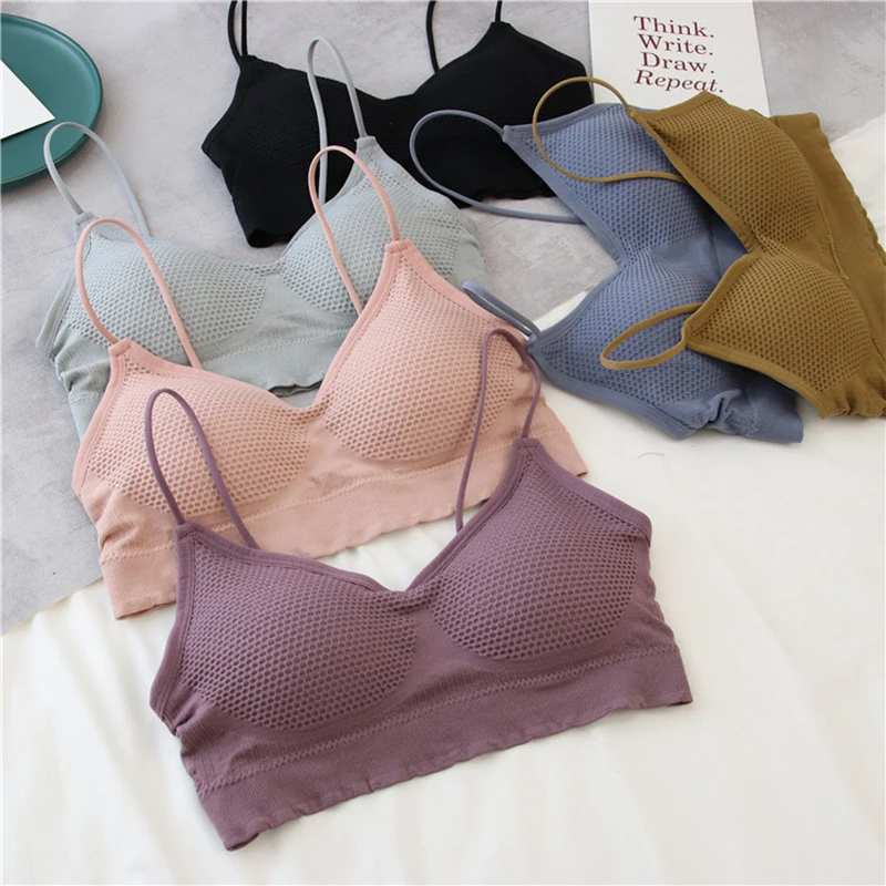 Women's Cotton Underwear Tube Tops Sexy Solid Color Top Fashion Sports Comfort Tank Up Girl Sling Push Up Bra Female Lingerie