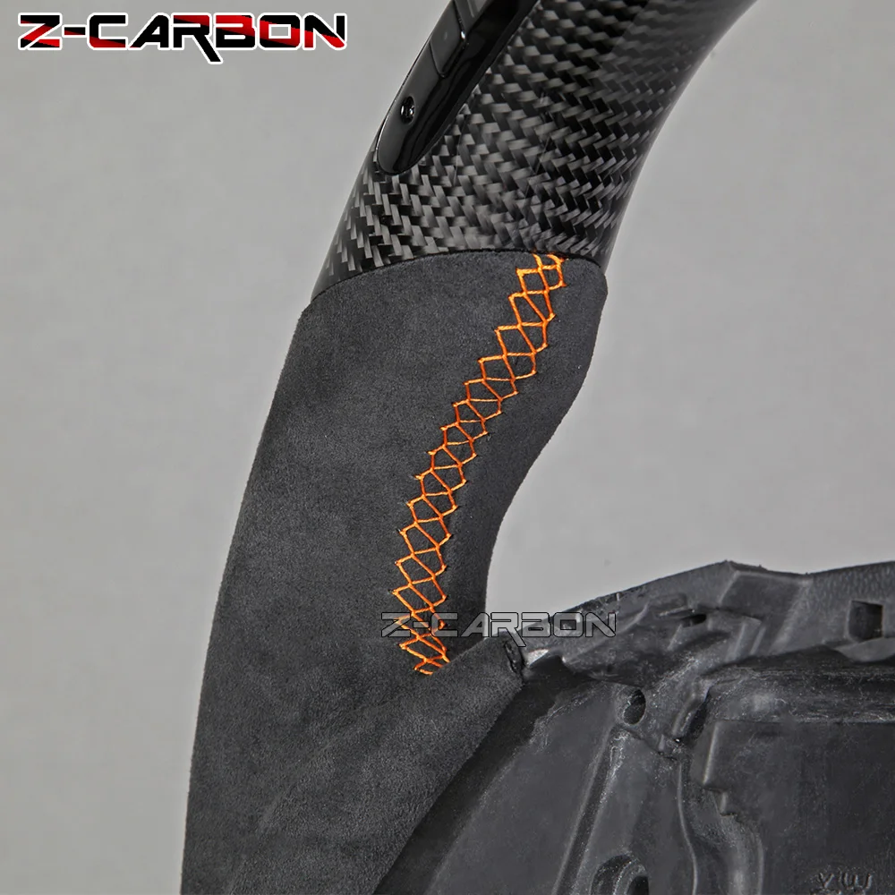 Carbon Fiber Steering Wheel Led Alcantara Leather For Chevrolet Camaro