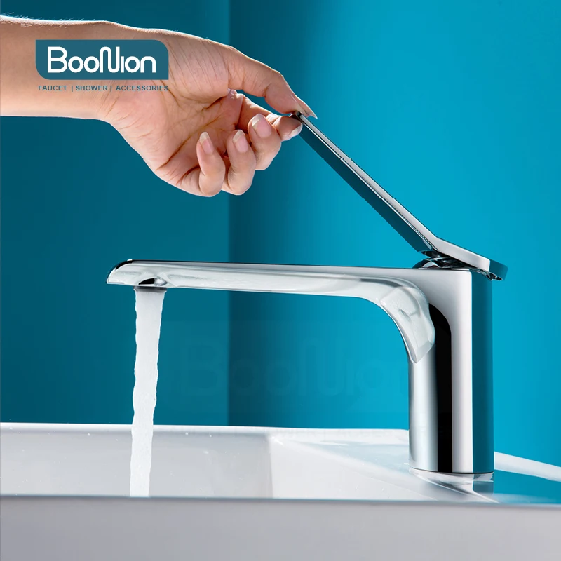 

Boonion brass basin mixer chrome bathroom tap single handle hot & cold single hole simple style