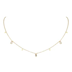 CZ Teardrop Charm Choker Necklace, Water Drop Layering Dangling,stainless Steel Minimalist Simple Chain Necklace