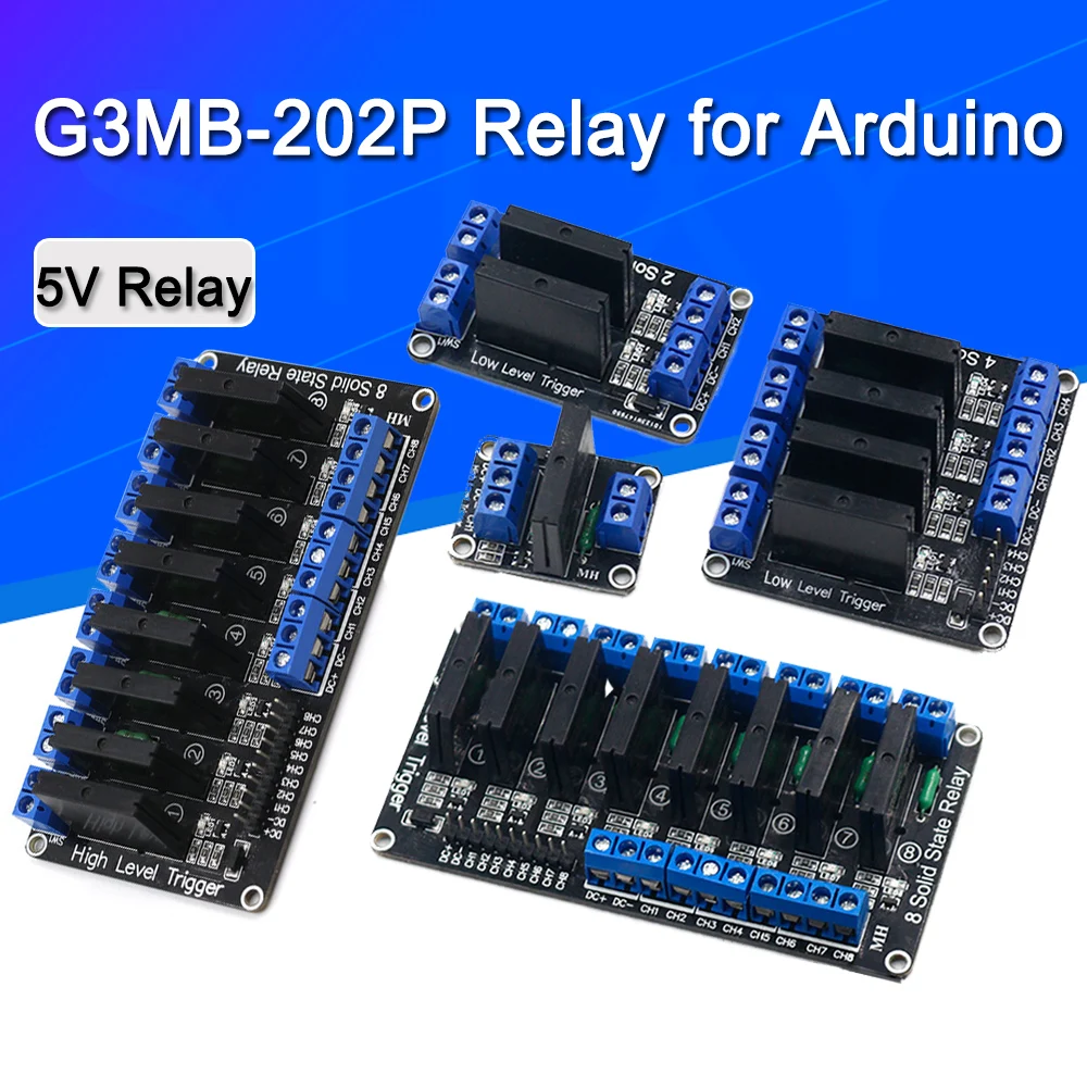 5V 1/2/4/6/8 Channel Solid State Relay Module Hight / Low Level SSR G3MB-202P 240V 2A Output with Resistive Fuse For Arduino