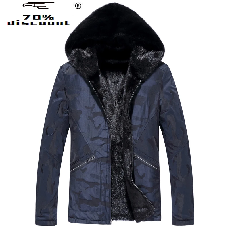 

Parka Homme Winter Jacket Men Natural Mink Fur Liner Parkas Double-side Wear Luxury Camouflage Jacket LSY088326 MY2383