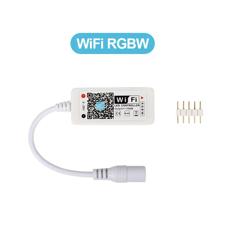 Controle wi-fi, 12v, rgb/rgbw, com controle remoto de 24 teclas, ios/android, sem fio, para fita led