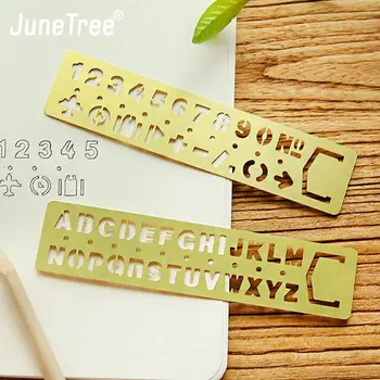 Régua de latão vintage, marcador de caderno metal de cobre reto para viajantes, caderno, carta e número digital, ferramenta para escritório e escola