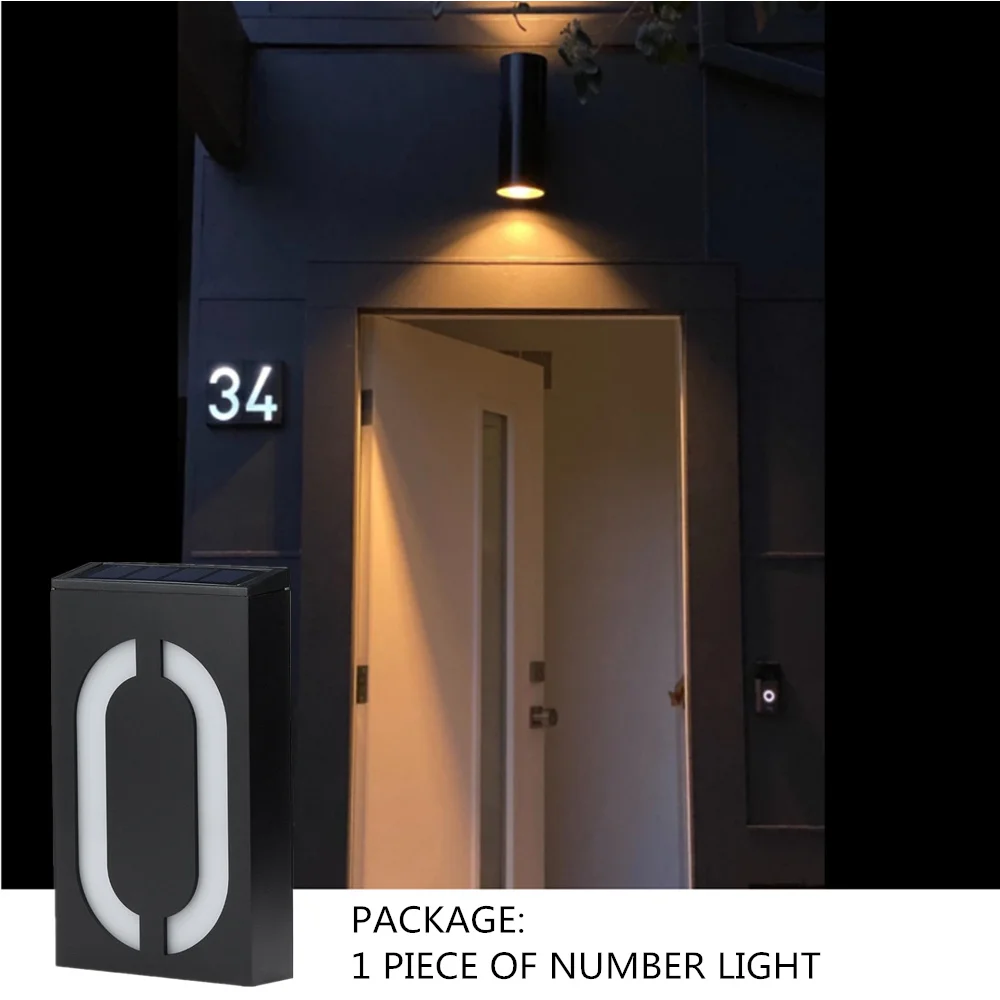 House Number Outdoor Solar Plate LED Door Numbers Signs Solar Number Outdoor Lighting Rechargeable House Number Light