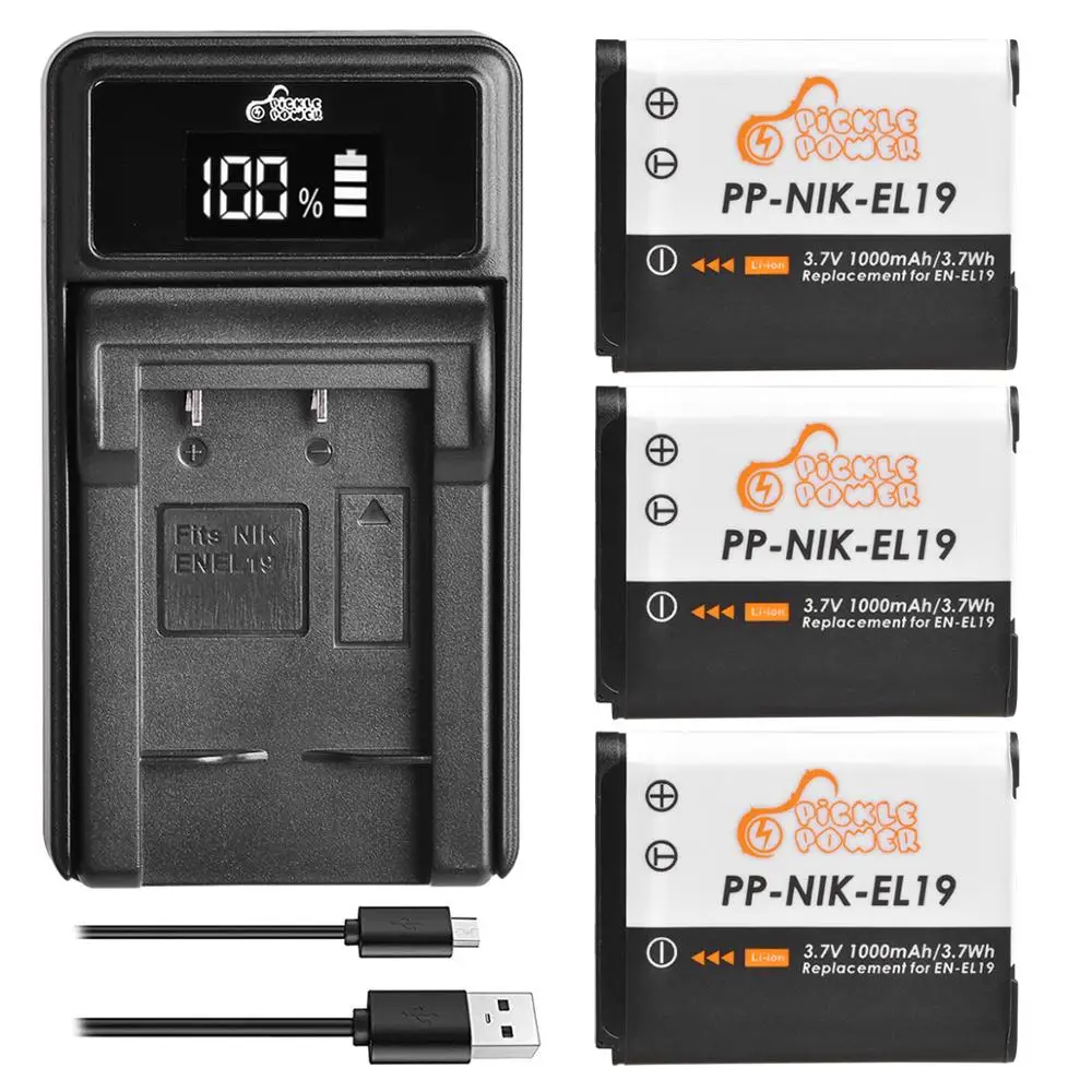 

EN-EL19 EN EL19 NP-BJ1 Battery And LED USB Charger for Nikon Coolpix S2600 S2700 S3100 S3500 S4100 S4150 S4400 S5200 S6400