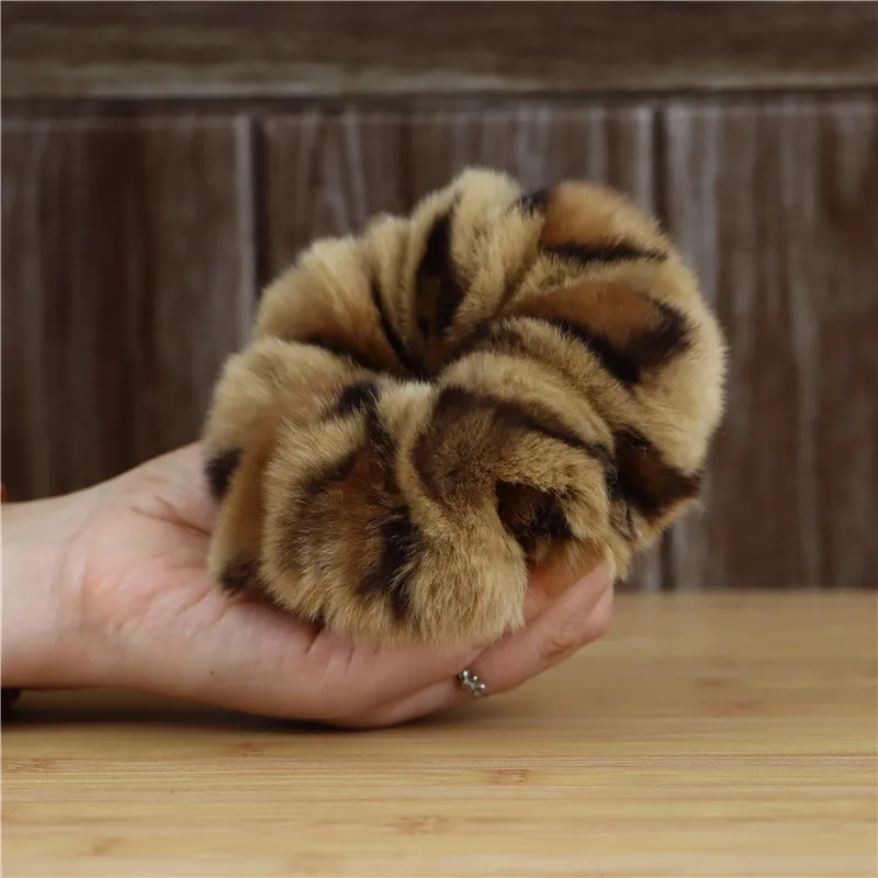 Rex rabbit fur large intestine hair ring adult children hair accessories oversized plush fur headdress wristband dual-use new