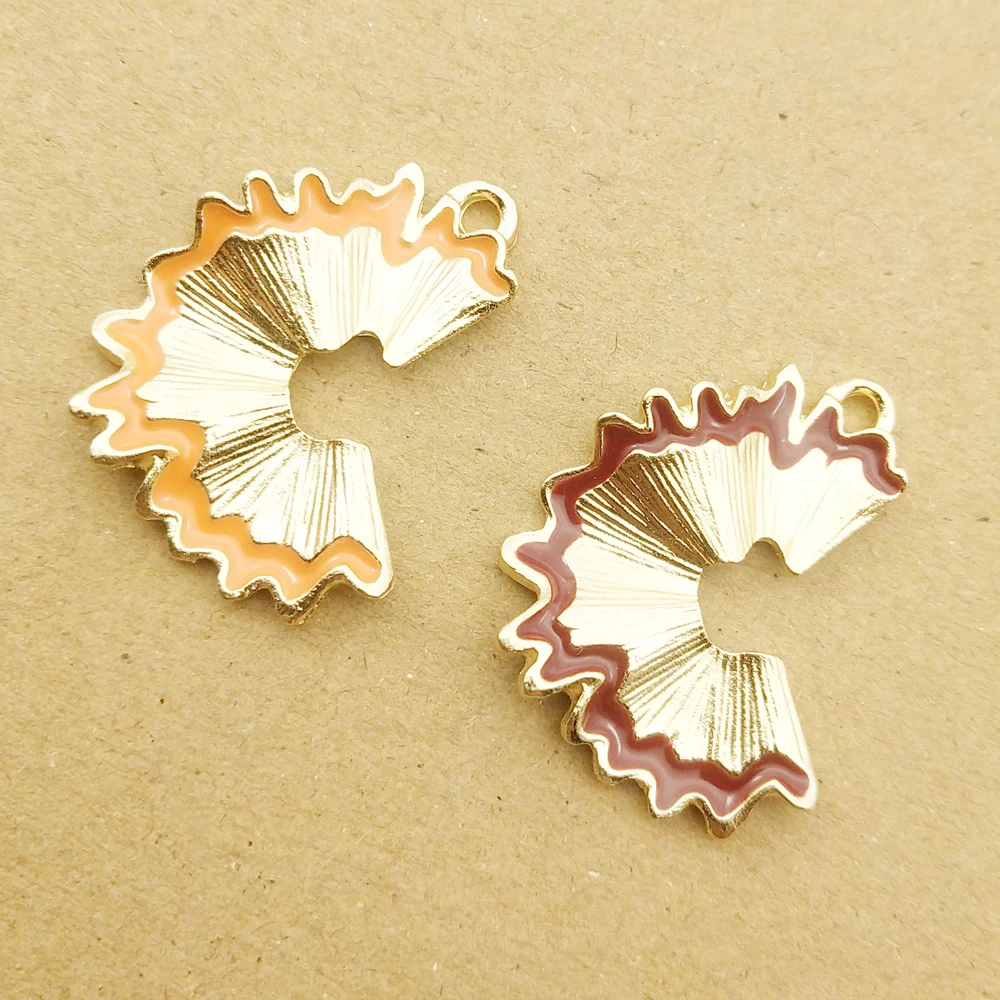 10pcs Enamel Pencil Fragments Charms for Jewelry Making Necklace Pendant Diy Accessories Zinc Alloy Gold Plated