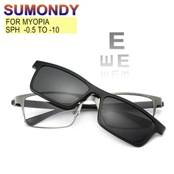 Prescription Glasses Myopia -0.5 to -10 With Magnet Clip Sunglasses Men Women TR90 Frame Eyewear Nearsighted Astigmatism UF155