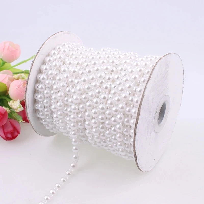 3/4/6/8mm 5Meters ABS Half Round Flatback Imitation Pearl Beads Chain For Handmade DIY House Wedding Party Decoration