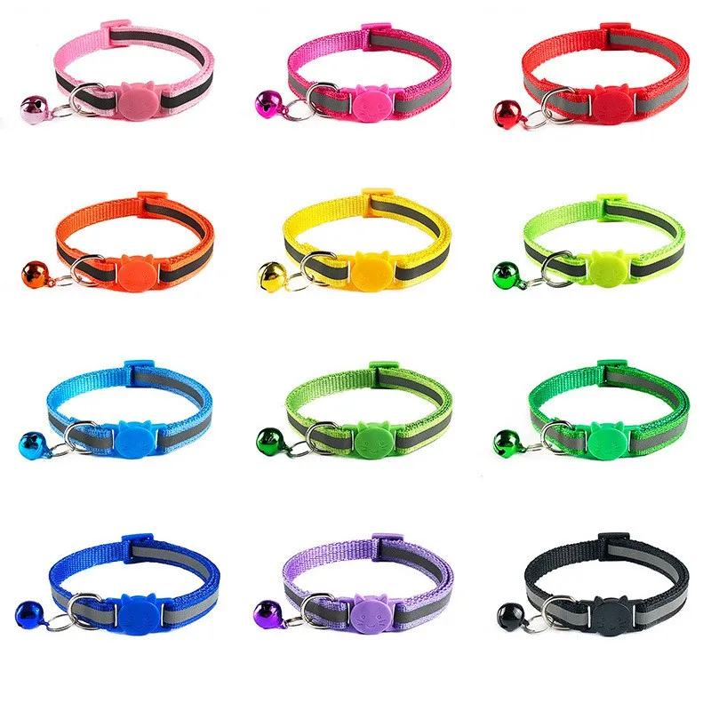 Pet Dog Reflective Collar Colorful Pattern Multicolor Necklace Cute Bell Adjustable Collars For Dog Cats Puppy Pet Accessories