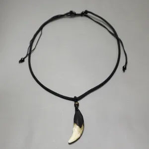 Mặt dây chuyền túi sói tự nhiên, vòng cổ nam, trang sức Ấn Độ, 4 miếng/hàng loạt thiết kế màu đen tối màu, vòng cổ răng 10 Mặt dây chuyền bán hàng chính của Ấn Độ - №8