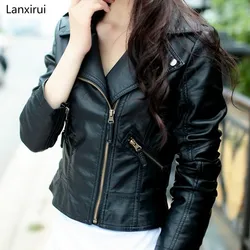 Femme Cuir Leather Jacket Women Slim Black Red Fashion Multiple Zippers Leather Coats Ladies PU Biker Woman Jackets