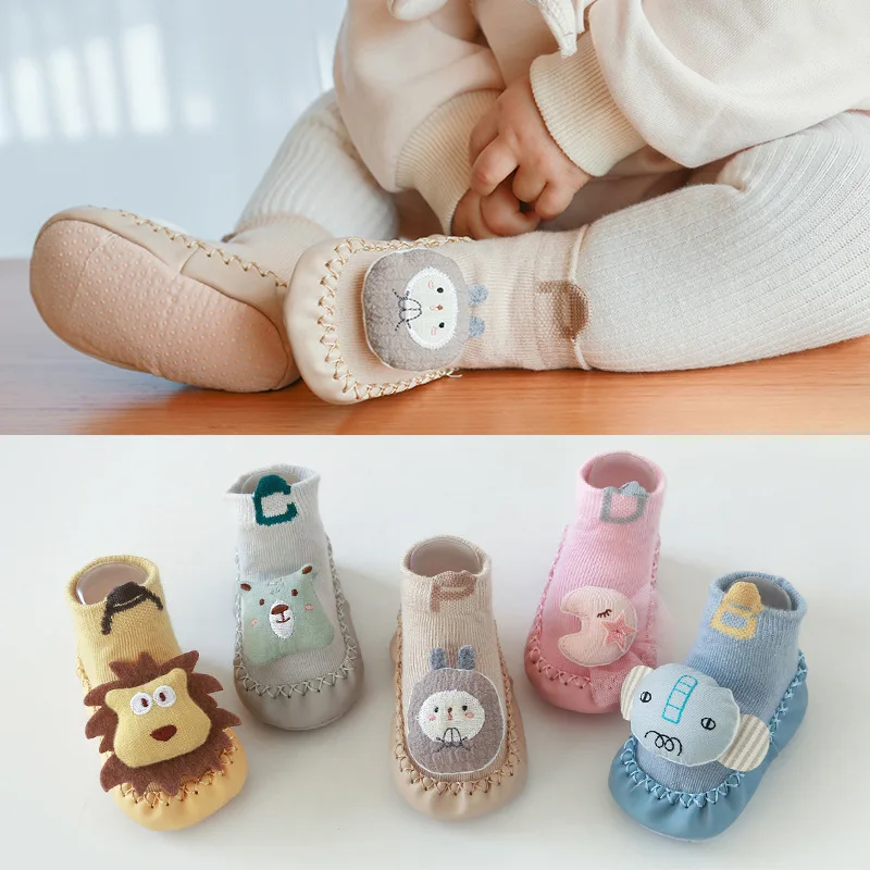 

New Baby Boy Girl Shoes Baby Shoes Newborn Floor Shoes Socks Animal Handmade Cotton Soft Sole First Walkers Toddler 0-36Month