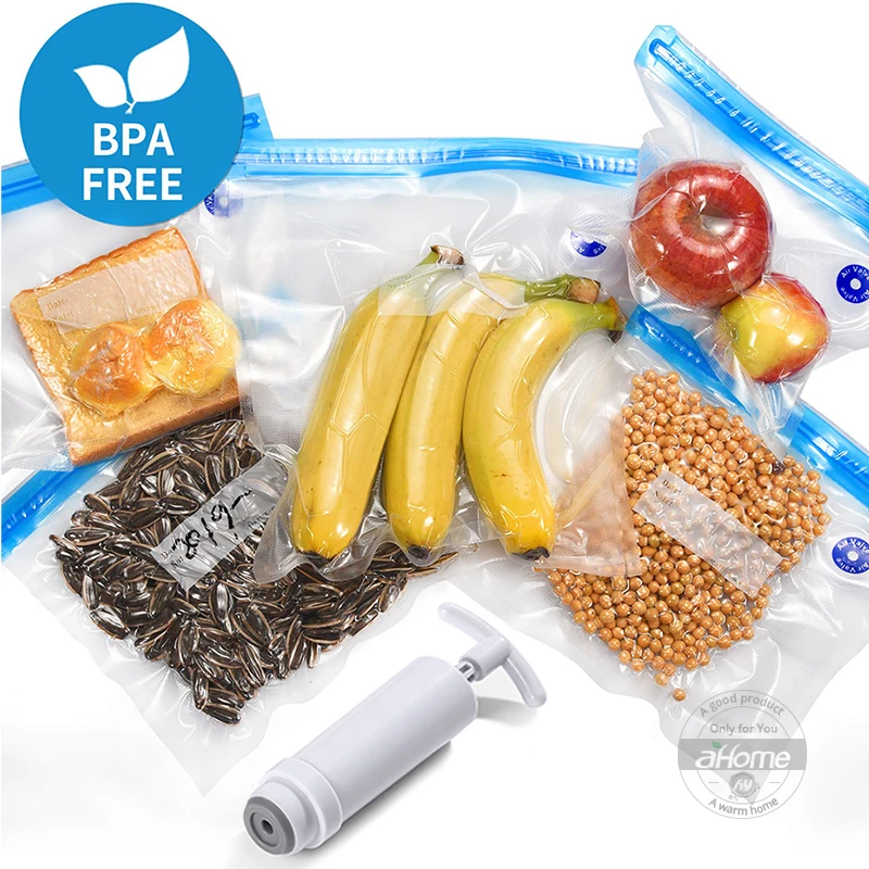 Food Storage Bags and Pump,Reusable Food Vacuum Sealer Bags for Cooking & Food Storage Freezing And Fresh Keeping