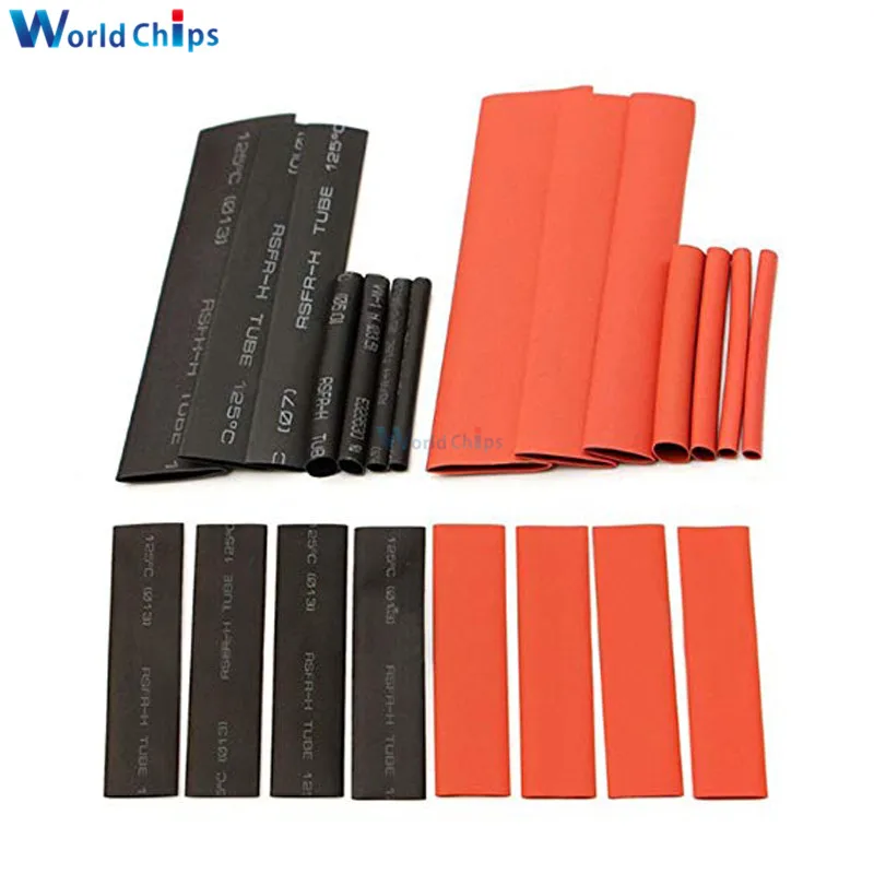 127Pcs Red Black Heat Shrink Tubing Polyolefin 2:1 Electrical Wrap Wire Cable Sleeves Insulation Shrinkable Tube Assortment Kit