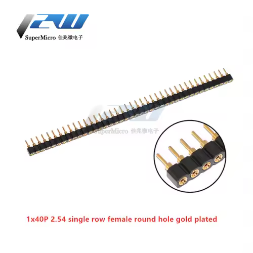 5 Pcs Round Hole Pin Header 2.0MM/2.54MM Pitch Row Female/Male, Single Row 1x40P Row 2x40P Double Row Pin Round Pin Gold Plated - Image 7