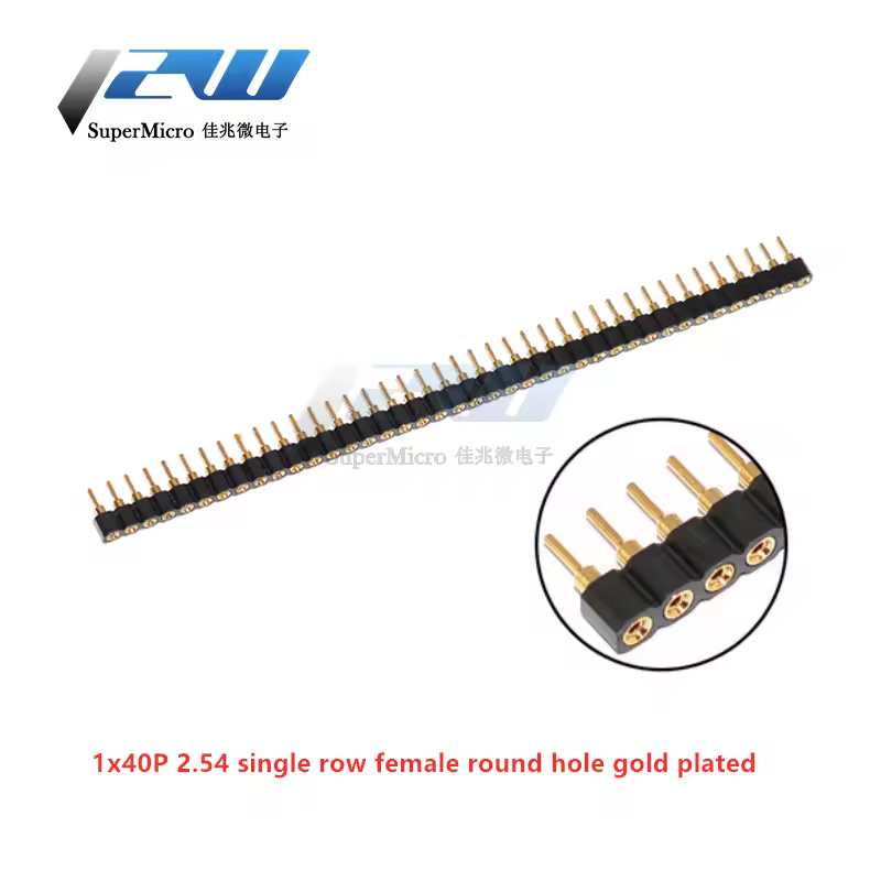 5 Pcs Round Hole Pin Header 2.0MM/2.54MM Pitch Row Female/Male, Single Row 1x40P Row 2x40P Double Row Pin Round Pin Gold Plated - Image 7