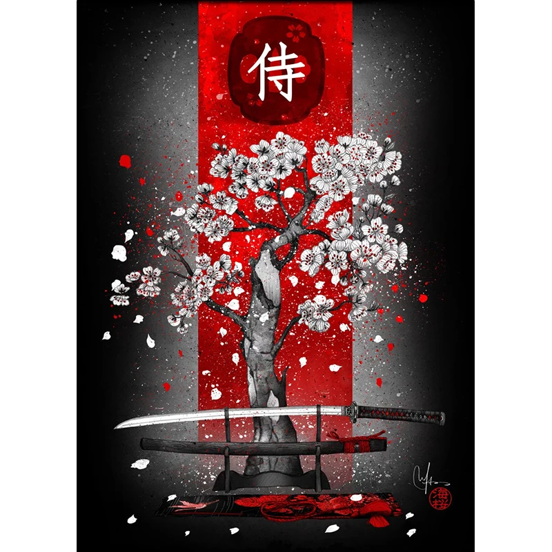 

Алмазная живопись, японская мозаика бусхидо самурайская краска, квадратная, Круглая Мозаика, картина-пазл стразы, вышитые бусины