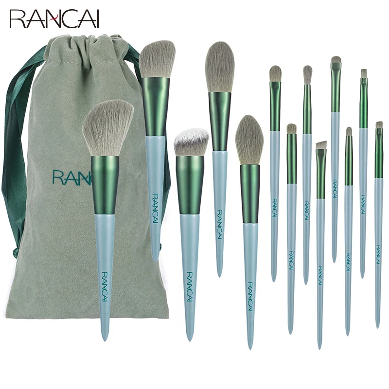 RANCAI – ensemble de pinceaux de maquillage cosmétiques, poudre Large, fond de teint, Contour, ombre à paupières Oblique, poils doux, 13 pièces