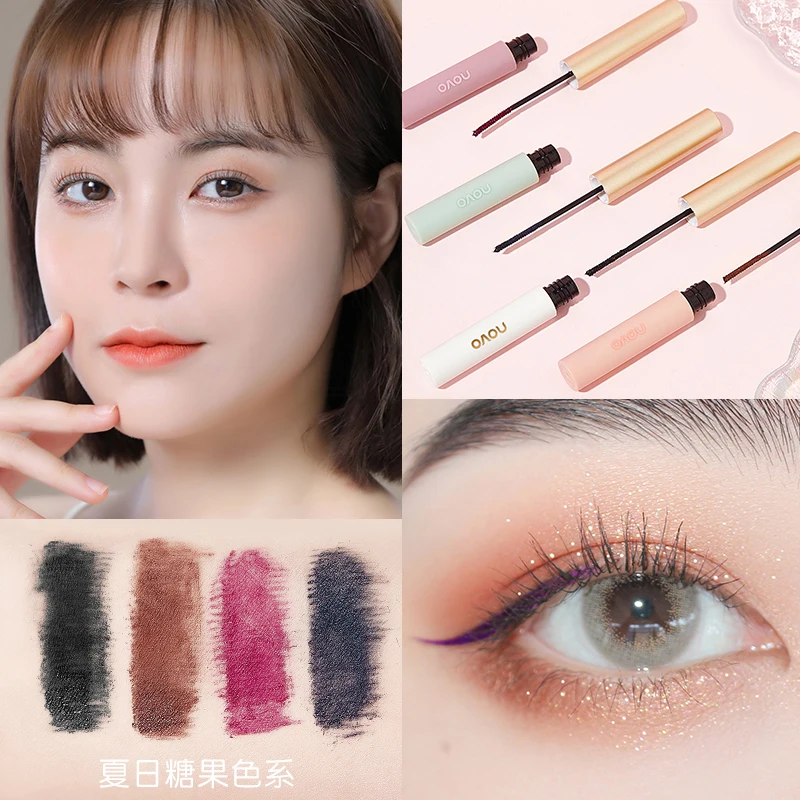 novo 4 Colors Waterproof Mascara Curling Thick Natural Lengthening Lift Eyelashes Makeup Quick Dry Slim Brush Non-smudge Mascara