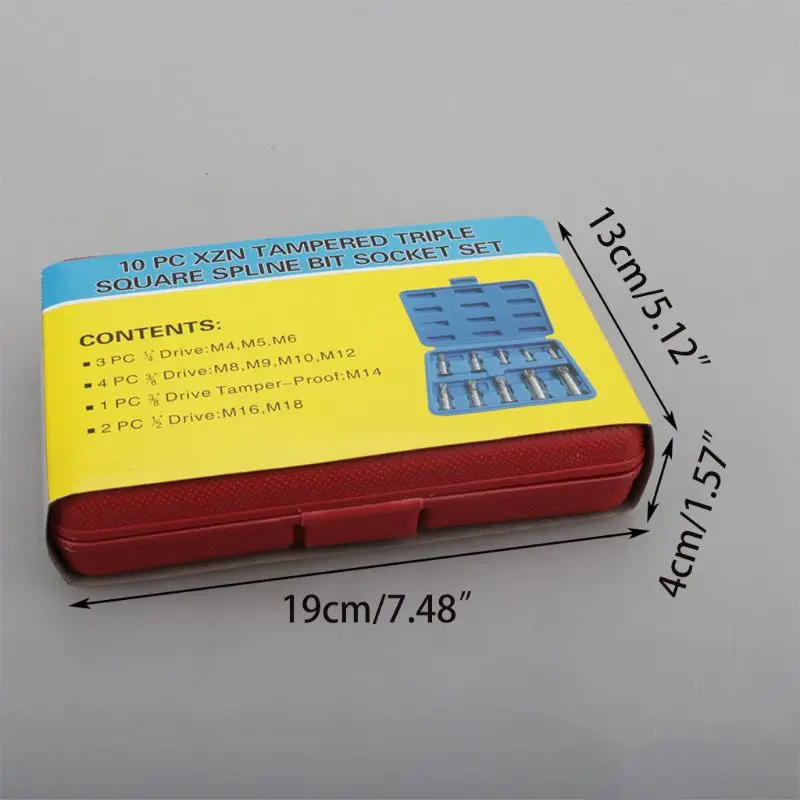 10 Pcs XZN 12 Punkt Triple Platz Spline Bit Socket Set Tamper Proof mit Fall