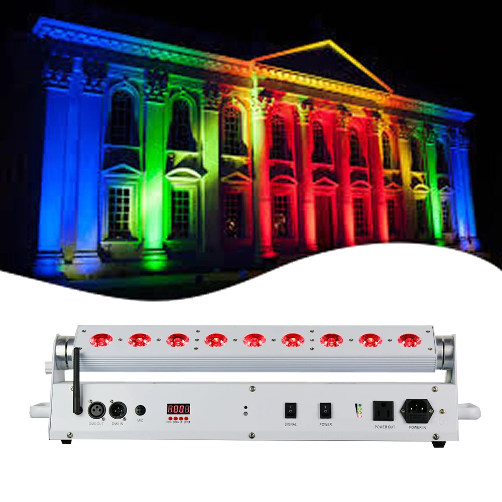 

5pcs/lot Road Case Led Wall Washer Light 9X18W RGBWA UV 6in1 Wireless DMX & Battery Led Wall Wash Lights For Stage Dj Disco