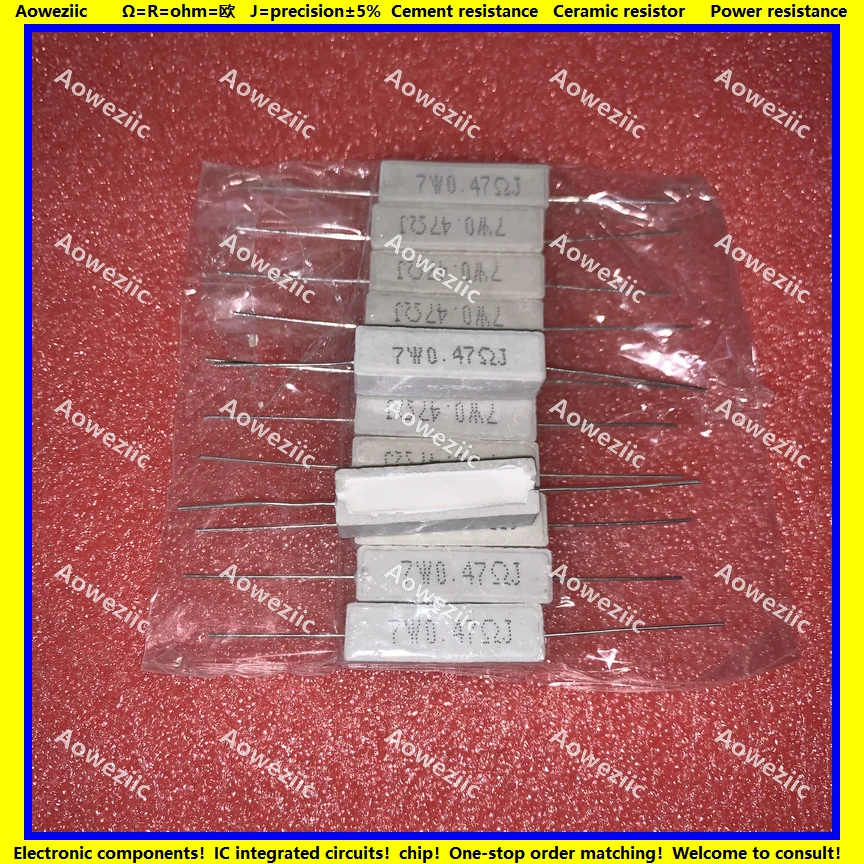 

10Pcs 7WR47J 7W0.47ΩJ RX27 Horizontal cement resistance 7W 0.47ohm 7W0.47RJ Ceramic Resistance precision 5% Power resistance