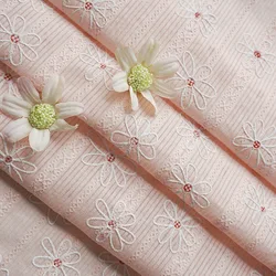 Pink Daisy pure cotton printed jacquard fabric curtain tablecloth Dress children's clothing floral handmade diy fabric