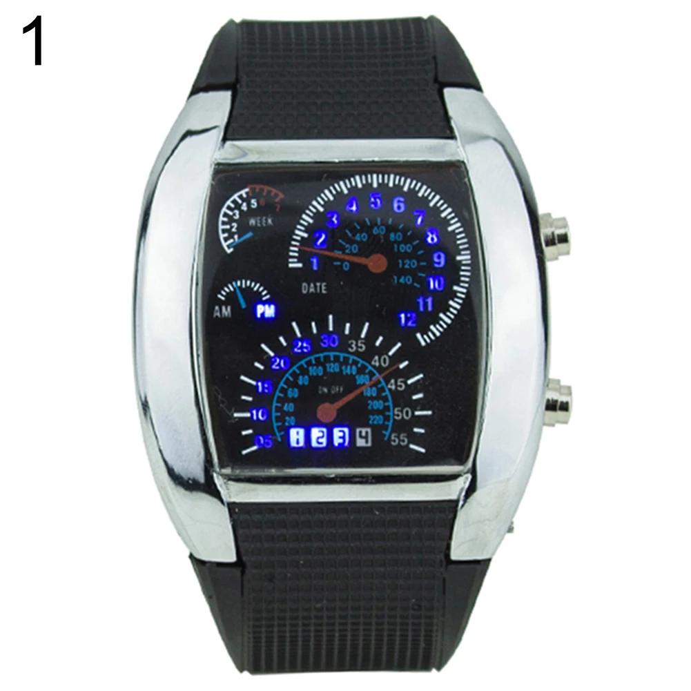 Men Rubber Band RPM Speedometer Car Turbo Style Digital LED Wrist Watch Gift reloj digital mujer relogio Mas-culino Men\'s Watch