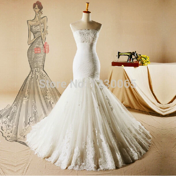 

Real Photo romantic vestido de noiva appliques lace Long party Bridal Gown mermaid 2018 casamento mother of the bride dresses