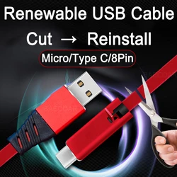 Repairable Usb Type C Cable Mobile Phones Renewable Micro Usb C Cable Phone Charger Wire for Charging Cord for Xiaomi Redmi Iqoo