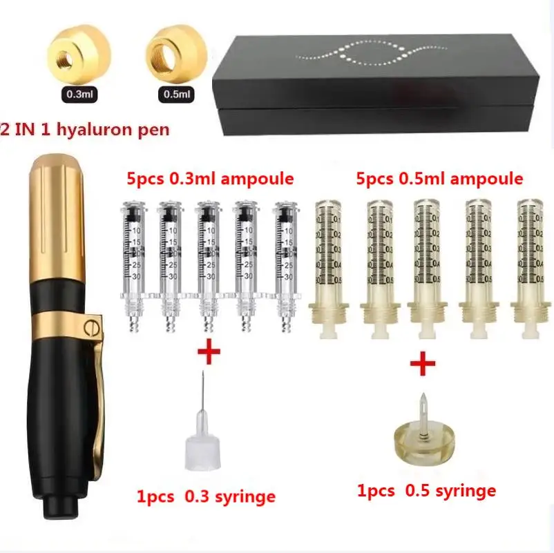 2 IN 1High Pressure Hyaluronic Acid Pen High density metal For Anti Wrinkle Lip injection hyaluron gun atomizer hyaluron pen