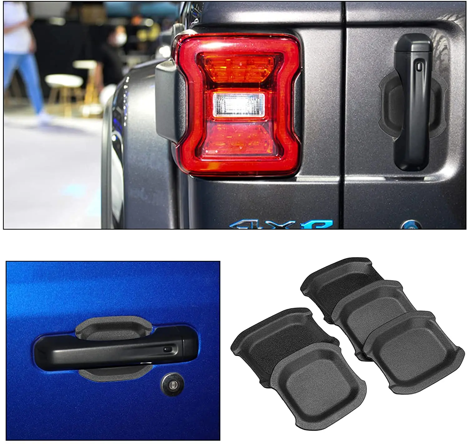 5PCS Door Handle Bowl Exterior Trim For  Jeep Wrangler JL 2018 2019 2020 20212022 2023 4 Door Recess Guard Trim Cover Decor Kit