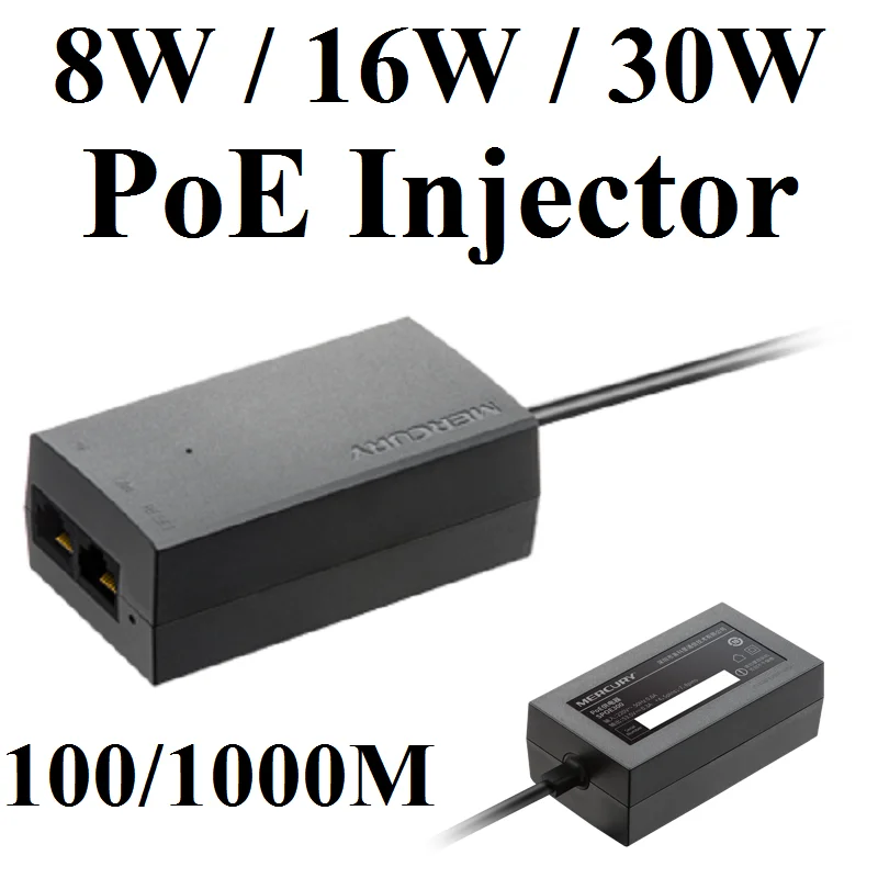 

PoE Power Supply, 1 PoE Port 8W/16W/30W 1000Mbps PoE Injector, Input AC 100V-240V Output DC53.5V, Support IEEE802.3u IEEE802.3ab