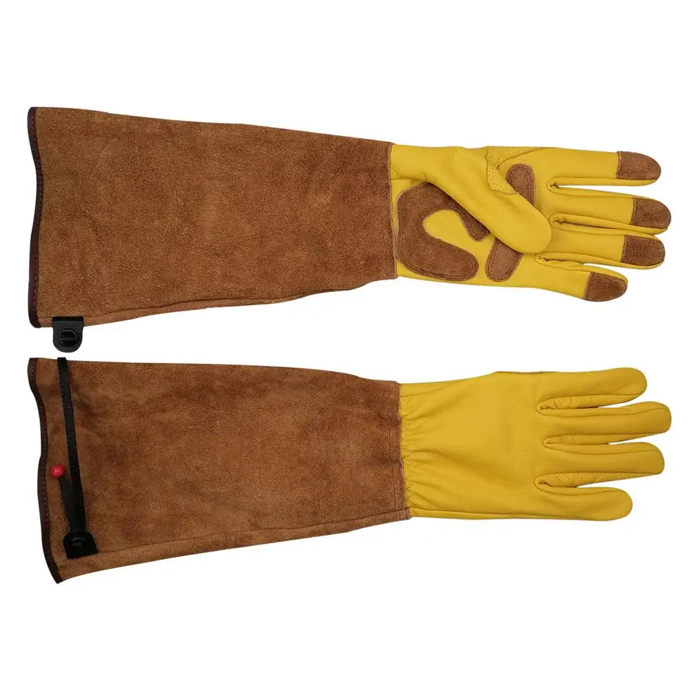 1.51 Inch Rose Pruning Gloves For Men And Women Extra Long Breathable Goatskin Leather Thorn Proof Gardening Gauntlet Gloves